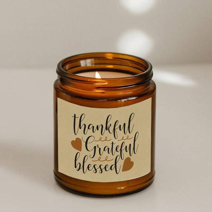 Elegant Thanksgiving Candles – Grateful & Blessed, Ideal for Holiday Decor