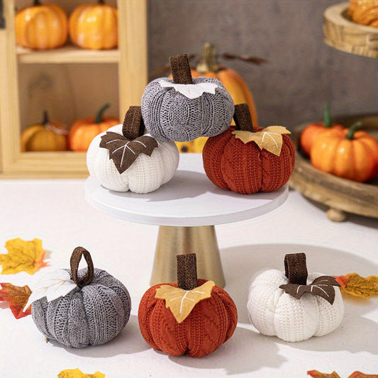 Knitted Pumpkin Decoration – Perfect for Thanksgiving, Fall Harvest, Halloween & Year-Round Celebrations