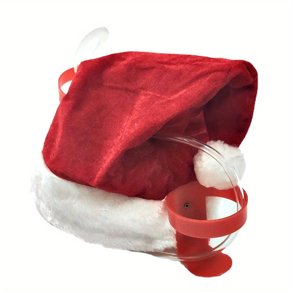 Funky Santa Claus Straw Hat - Creative Holiday Party Drink Helmet - Polyester 14-17in x 11.8in