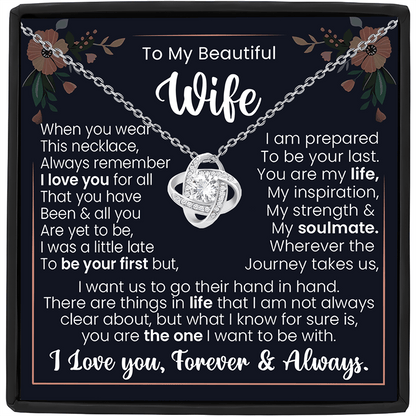 Love Knot Necklace with Gift Box – Husband's Forever Love Jewelry Gift for Wife | Perfect Anniversary, Birthday, or Valentine's Day Gift