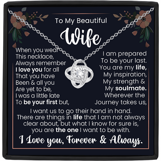 Love Knot Necklace with Gift Box – Husband's Forever Love Jewelry Gift for Wife | Perfect Anniversary, Birthday, or Valentine's Day Gift