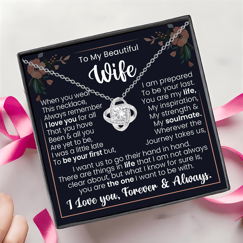 Love Knot Necklace with Gift Box – Husband's Forever Love Jewelry Gift for Wife | Perfect Anniversary, Birthday, or Valentine's Day Gift