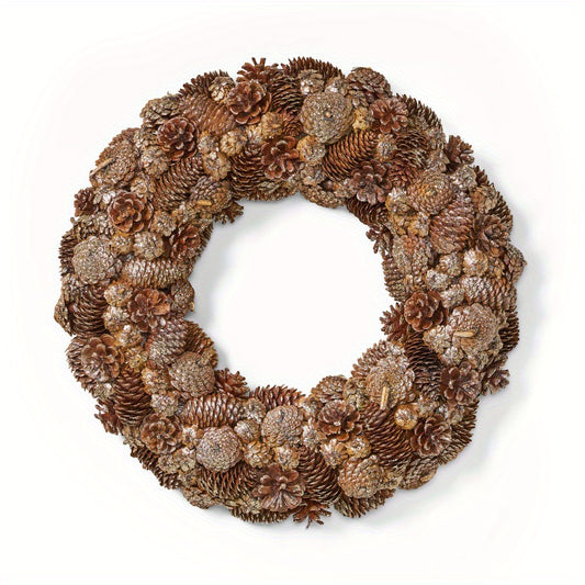 Ucloveria 18.5" Pinecone Wreath with Berries - Perfect for Front Door, Indoor & Outdoor Christmas Décor