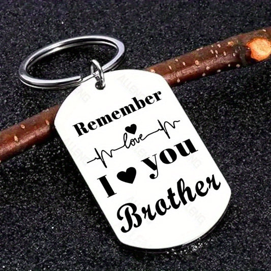 ALLENG Stainless Steel Brother Keychain - Remember I Heart You Brother - Sentimental Key Ring for Siblings, Gifts for Brother, Christmas and Graduation Keepsake