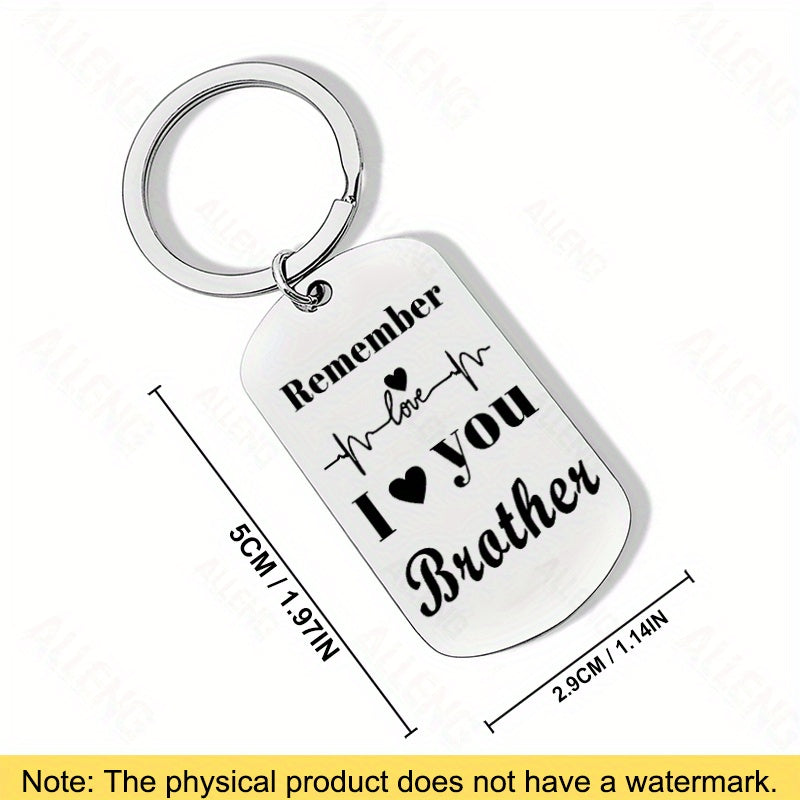 ALLENG Stainless Steel Brother Keychain - Remember I Heart You Brother - Sentimental Key Ring for Siblings, Gifts for Brother, Christmas and Graduation Keepsake