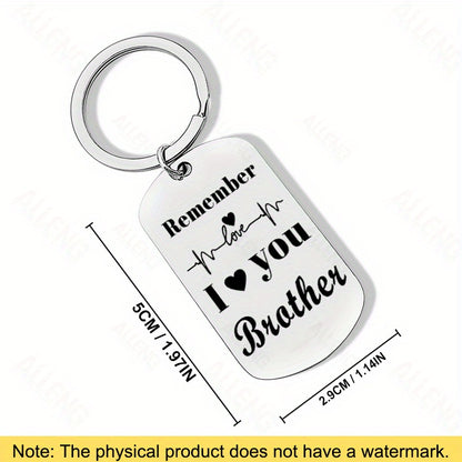 ALLENG Stainless Steel Brother Keychain - Remember I Heart You Brother - Sentimental Key Ring for Siblings, Gifts for Brother, Christmas and Graduation Keepsake