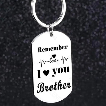 ALLENG Stainless Steel Brother Keychain - Remember I Heart You Brother - Sentimental Key Ring for Siblings, Gifts for Brother, Christmas and Graduation Keepsake