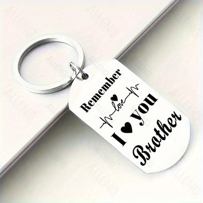 ALLENG Stainless Steel Brother Keychain - Remember I Heart You Brother - Sentimental Key Ring for Siblings, Gifts for Brother, Christmas and Graduation Keepsake