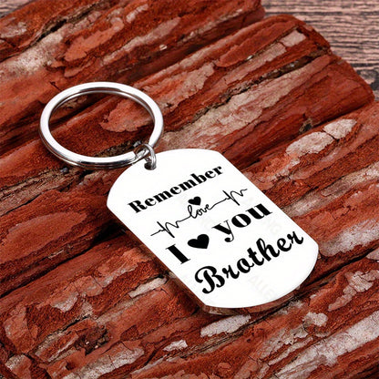 ALLENG Stainless Steel Brother Keychain - Remember I Heart You Brother - Sentimental Key Ring for Siblings, Gifts for Brother, Christmas and Graduation Keepsake