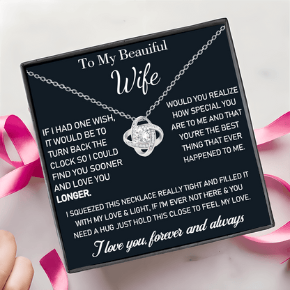 Love Knot Necklace Gift Box Set – Exquisite Necklace for Wife or Soulmate | Perfect Birthday, Christmas, or Valentine's Day Gift with Message Card