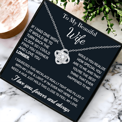 Love Knot Necklace Gift Box Set – Exquisite Necklace for Wife or Soulmate | Perfect Birthday, Christmas, or Valentine's Day Gift with Message Card