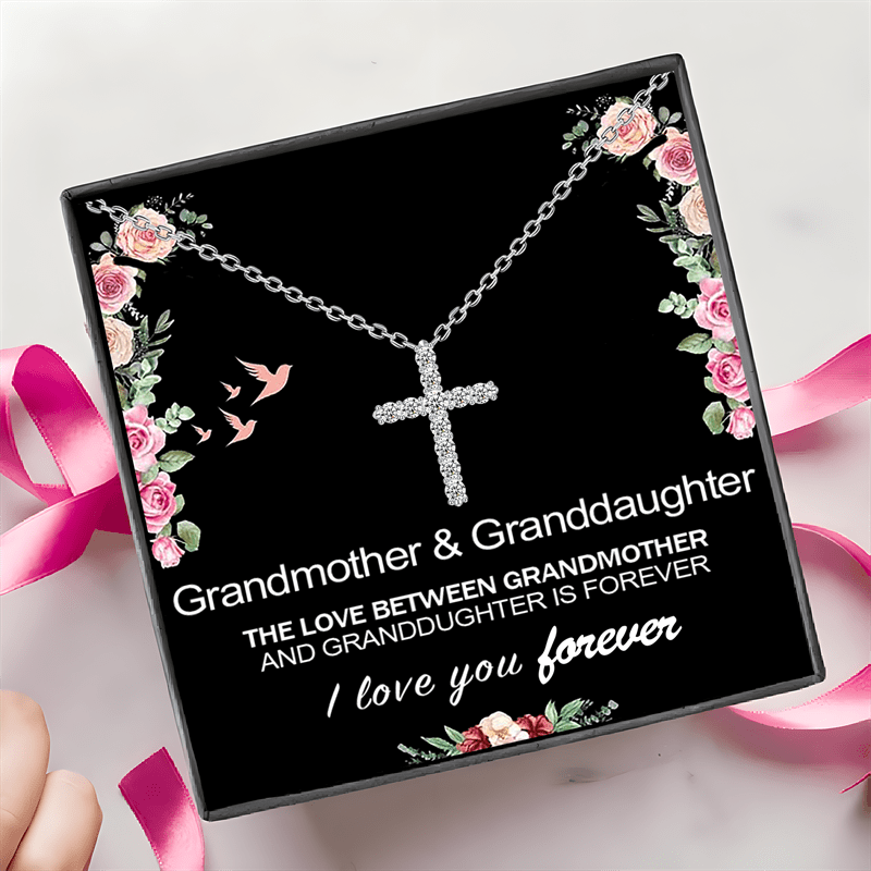 Gift Box Set of Cross Necklace – A Heartfelt Gift for Granddaughter on Valentine's Day, Birthdays, Thanksgiving, or Christmas