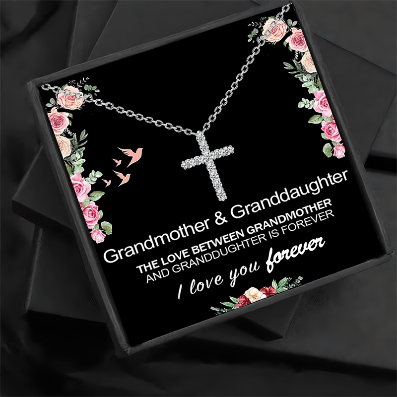 Gift Box Set of Cross Necklace – A Heartfelt Gift for Granddaughter on Valentine's Day, Birthdays, Thanksgiving, or Christmas