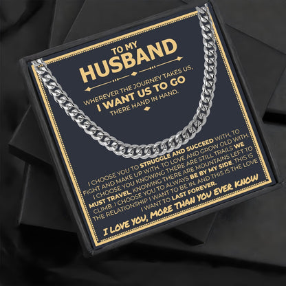 Cuban Link Chain Necklace Gift Box – 'To My Husband' and 'To My Man' Necklaces | Perfect Valentine's Day, Father's Day, Thanksgiving, Christmas, or Birthday Gift with Card