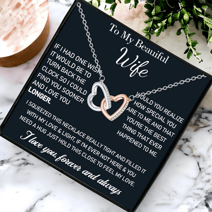 Heart Connecting Necklace Gift Box Set – Exquisite Necklace for Wife or Soulmate | Perfect Birthday, Christmas, or Valentine's Day Gift with Message Card