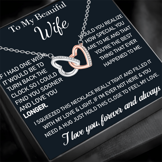 Heart Connecting Necklace Gift Box Set – Exquisite Necklace for Wife or Soulmate | Perfect Birthday, Christmas, or Valentine's Day Gift with Message Card