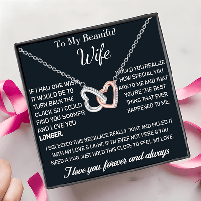 Heart Connecting Necklace Gift Box Set – Exquisite Necklace for Wife or Soulmate | Perfect Birthday, Christmas, or Valentine's Day Gift with Message Card