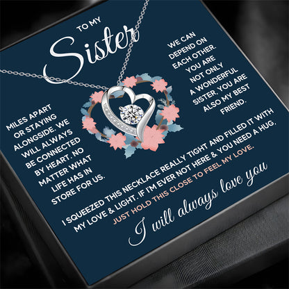 Heart-Shaped Necklace Gift Box for Sisters - Sentimental Jewelry with Message Card, Perfect for Birthdays & Special Occasions