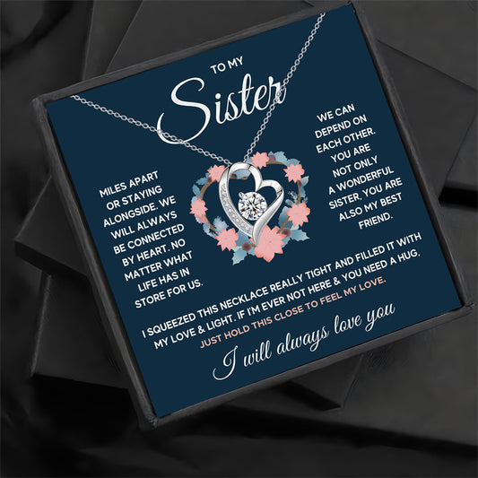 Heart-Shaped Necklace Gift Box for Sisters - Sentimental Jewelry with Message Card, Perfect for Birthdays & Special Occasions