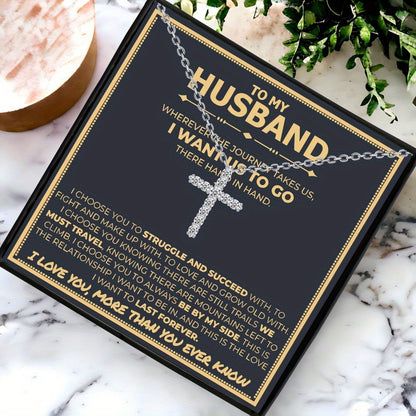 Cross Necklace Gift Box – 'To My Husband,' 'To My Boyfriend,' or 'To My Man' Necklace | Valentine's Day, Father's Day, Thanksgiving, Christmas, or Birthday Gift with Card