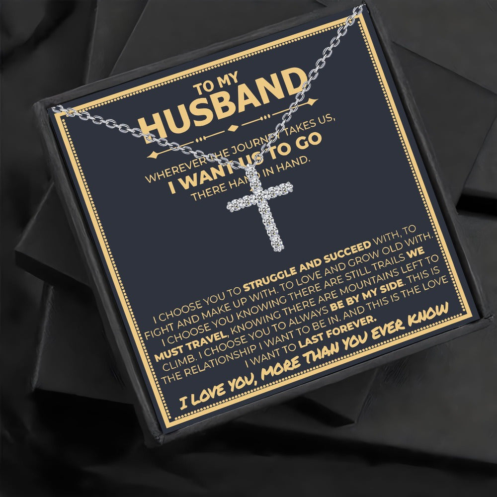 Cross Necklace Gift Box – 'To My Husband,' 'To My Boyfriend,' or 'To My Man' Necklace | Valentine's Day, Father's Day, Thanksgiving, Christmas, or Birthday Gift with Card