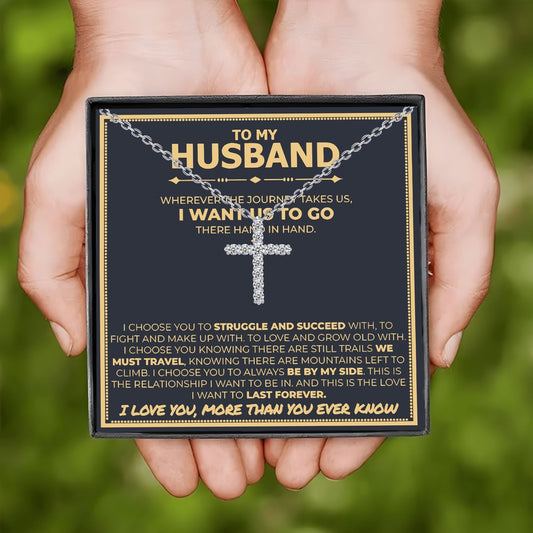 Cross Necklace Gift Box – 'To My Husband,' 'To My Boyfriend,' or 'To My Man' Necklace | Valentine's Day, Father's Day, Thanksgiving, Christmas, or Birthday Gift with Card