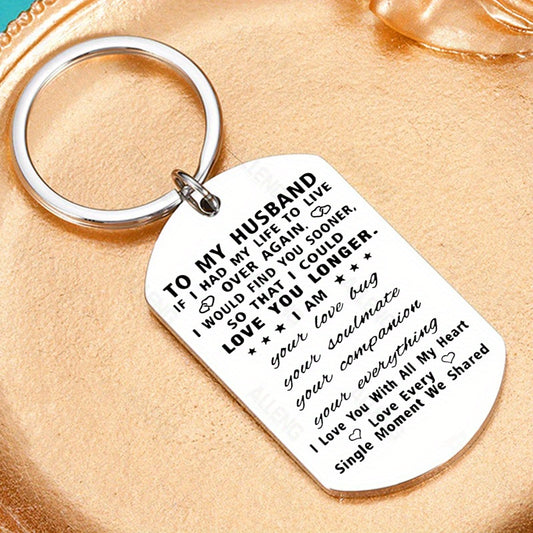 ALLENG Unique 'I Love You' Stainless Steel Keychain – Perfect Anniversary & Birthday Gift for Husband from Wife | Car Interior Accessory