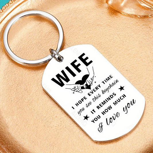 ALLENG Wife Keychain – Stainless Steel Love Reminder | Romantic Birthday & Anniversary Gift from Husband