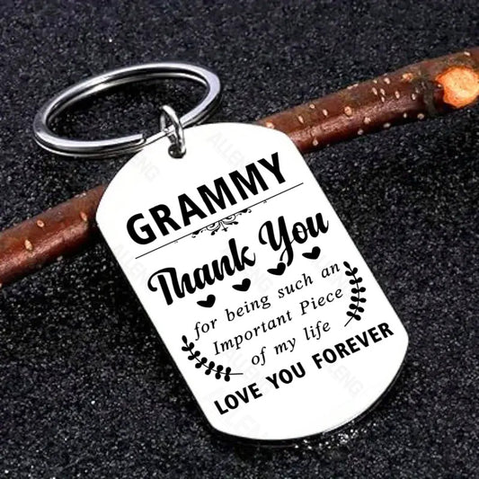 ALLENG Stainless Steel Keychain for Grammy – Engraved "Love You Forever" Key Ring, Perfect Gift Idea for Grammy