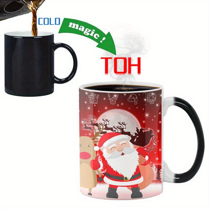 Christmas Heat-Sensitive Color Changing Porcelain Mugs – Set of Magic Coffee Cups with Festive Santa, Snowman, and Christmas Tree Designs