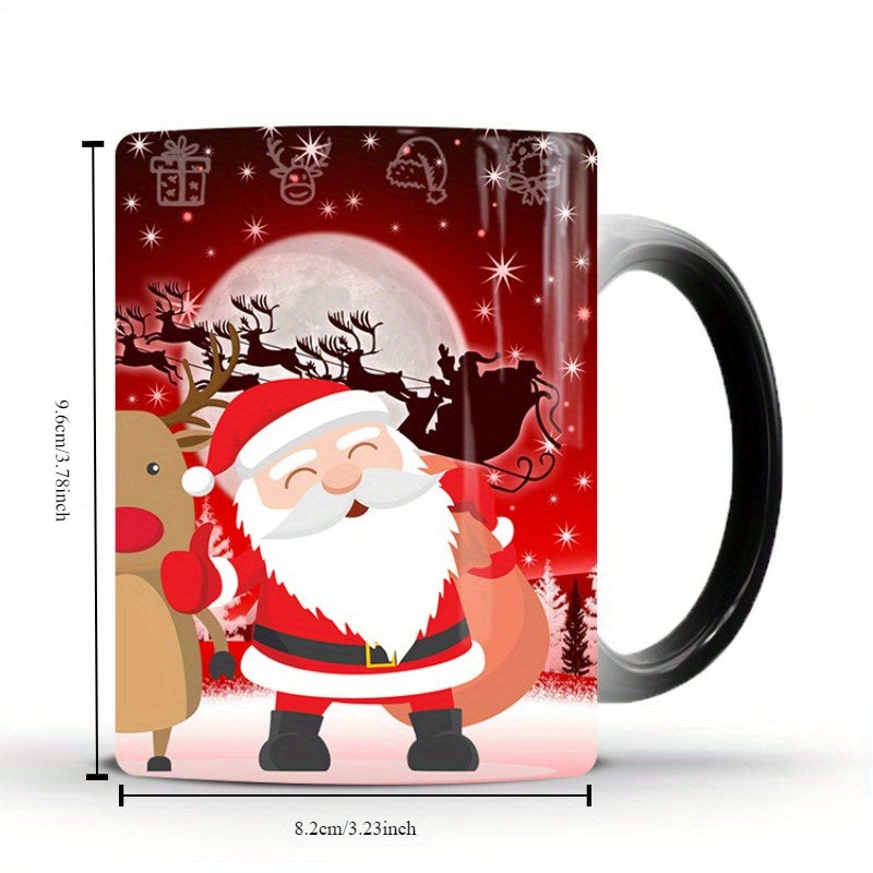 Christmas Heat-Sensitive Color Changing Porcelain Mugs – Set of Magic Coffee Cups with Festive Santa, Snowman, and Christmas Tree Designs