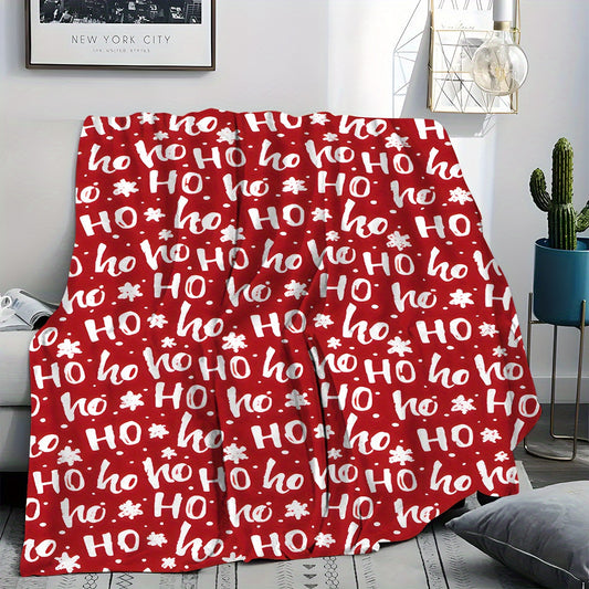 Festive Red Christmas Fleece Throw Blanket – Soft & Comfortable for Nap Time, Camping, Travel, and Home Decor