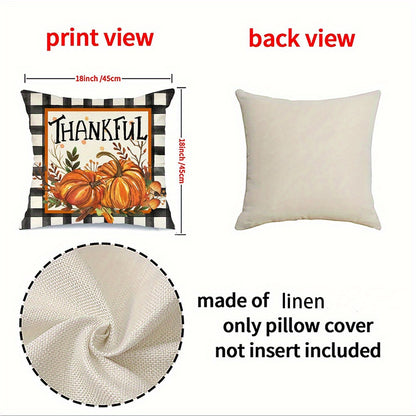 4 PCS Fall Throw Pillow Covers – Vibrant Thanksgiving Maple & Pumpkin Design for Home & Party Decor