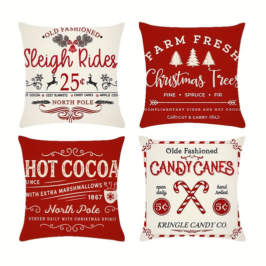 4PCS Winter Wonderland Pillow Covers – 18x18” Decorative Cushion Cases for Indoor & Outdoor Christmas Decor