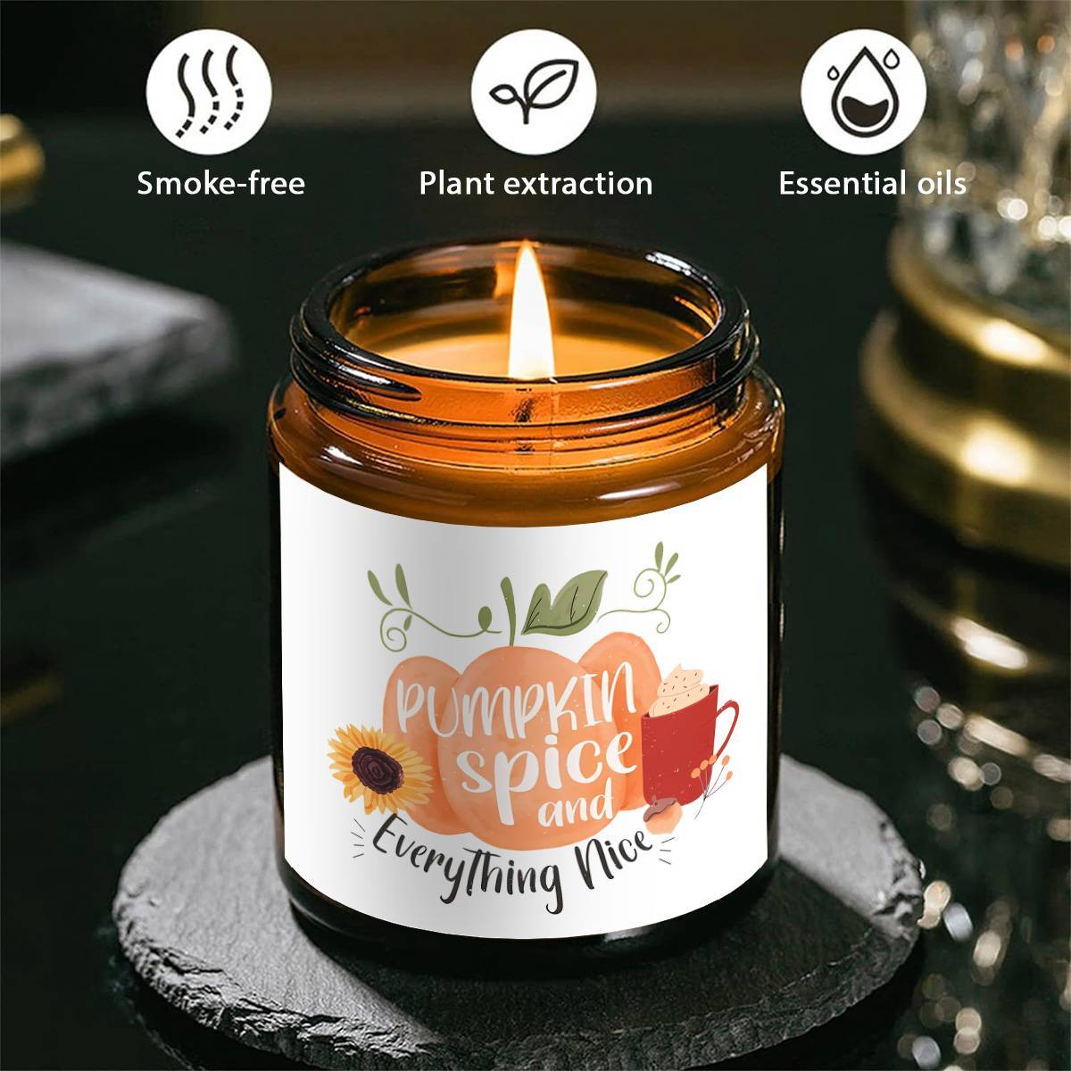 Hello Pumpkin Scented Candle – Fall Themed Orange Terracotta