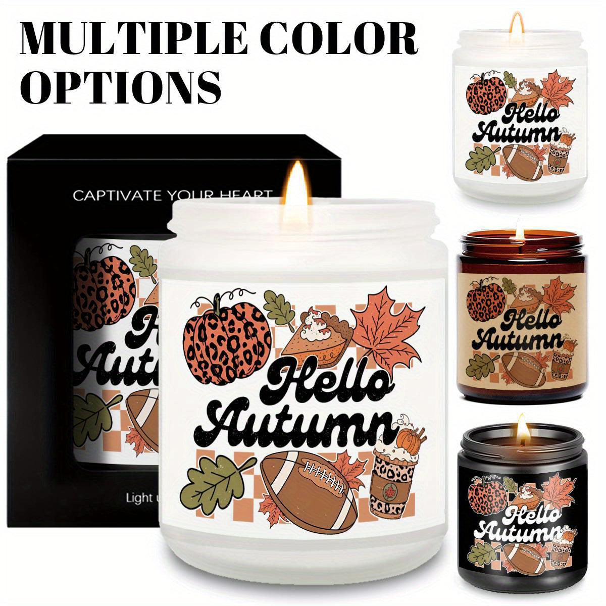 Hello Fall Scented Candle – Autumn Themed Pumpkin Orange Terracotta