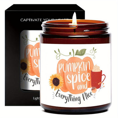 Hello Pumpkin Scented Candle – Fall Themed Orange Terracotta