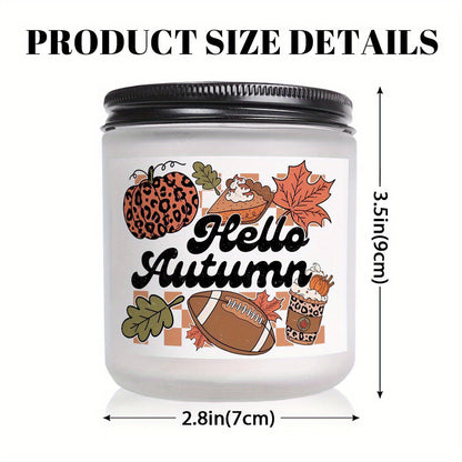 Hello Fall Scented Candle – Autumn Themed Pumpkin Orange Terracotta