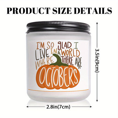 Hello October Scented Candle – Fall Themed Pumpkin Orange Terracotta