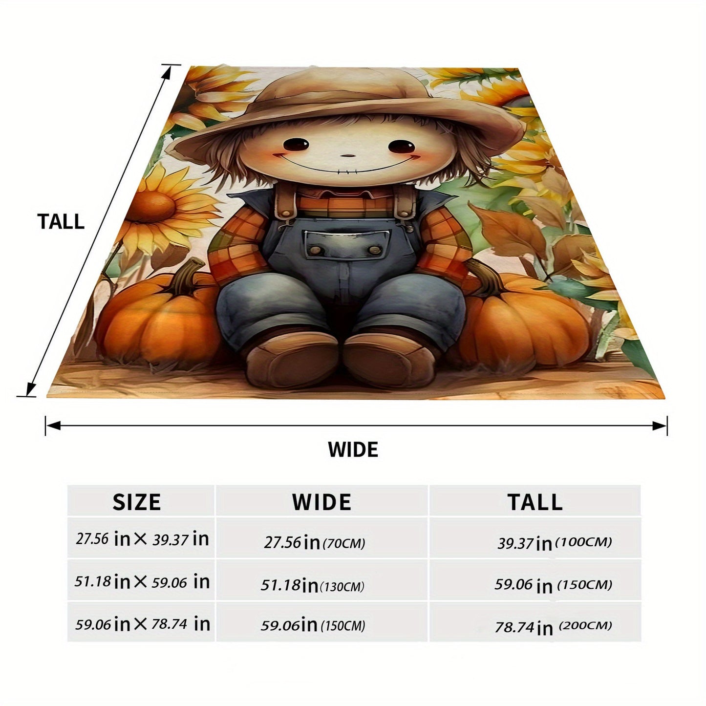 Cozy Thanksgiving Pumpkin Boy Throw Blanket – Soft & Warm Polyester for All Seasons