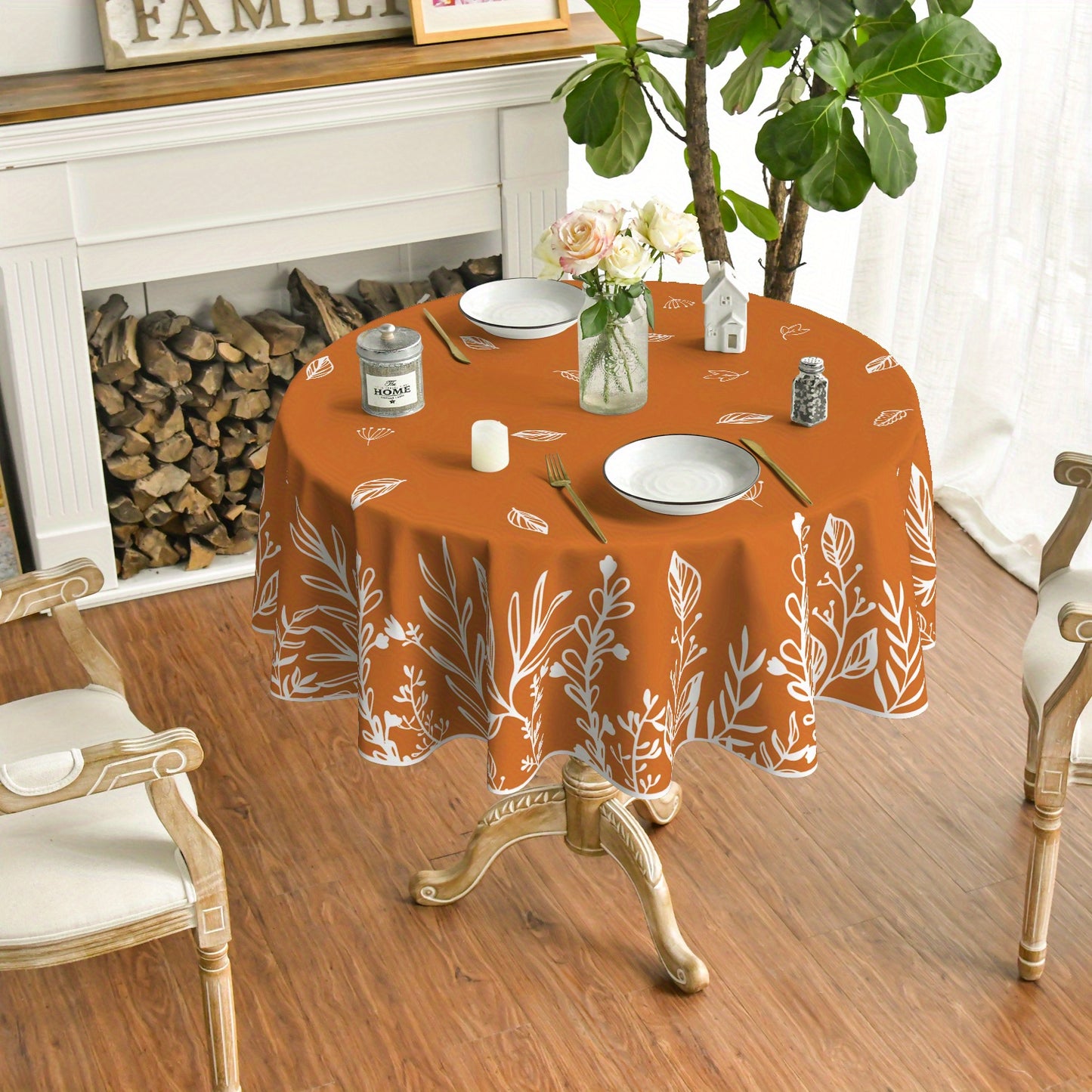 Fall Tablecloth & Napkin Set with Wild Flower Design – 60x60 to 70x70 Inch Options