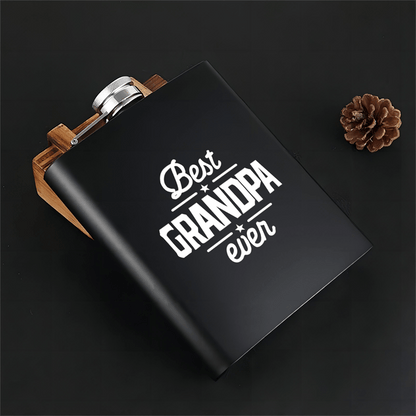 Engraved Stainless Steel 8oz Hip Flask – 'Best Grandpa Ever' - The Ideal Gift for Grandfathers on Father’s Day, Christmas, Birthdays, and Special Events