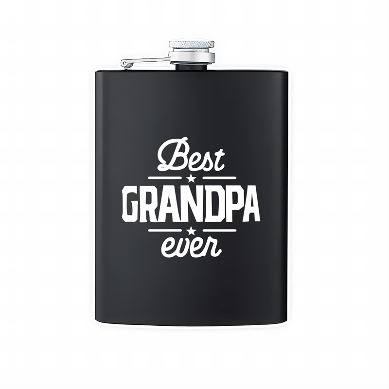 Engraved Stainless Steel 8oz Hip Flask – 'Best Grandpa Ever' - The Ideal Gift for Grandfathers on Father’s Day, Christmas, Birthdays, and Special Events