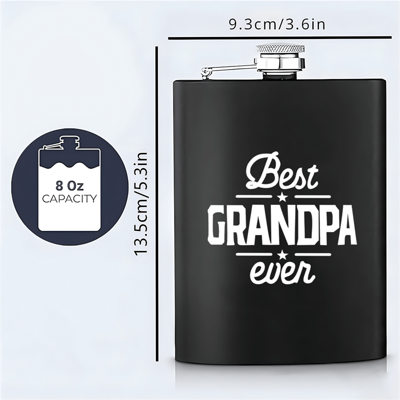 Engraved Stainless Steel 8oz Hip Flask – 'Best Grandpa Ever' - The Ideal Gift for Grandfathers on Father’s Day, Christmas, Birthdays, and Special Events