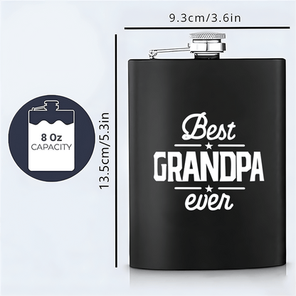 Engraved Stainless Steel 8oz Hip Flask – 'Best Grandpa Ever' - The Ideal Gift for Grandfathers on Father’s Day, Christmas, Birthdays, and Special Events