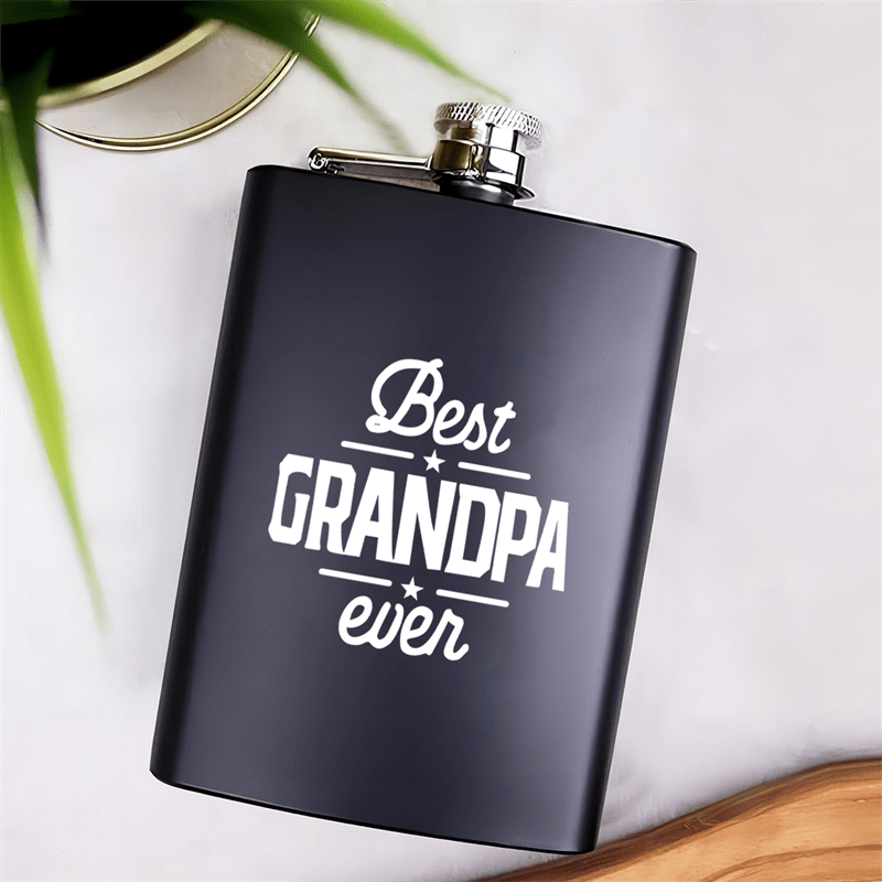 Engraved Stainless Steel 8oz Hip Flask – 'Best Grandpa Ever' - The Ideal Gift for Grandfathers on Father’s Day, Christmas, Birthdays, and Special Events