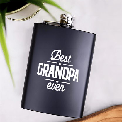 Engraved Stainless Steel 8oz Hip Flask – 'Best Grandpa Ever' - The Ideal Gift for Grandfathers on Father’s Day, Christmas, Birthdays, and Special Events