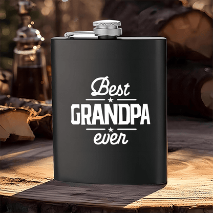 Engraved Stainless Steel 8oz Hip Flask – 'Best Grandpa Ever' - The Ideal Gift for Grandfathers on Father’s Day, Christmas, Birthdays, and Special Events