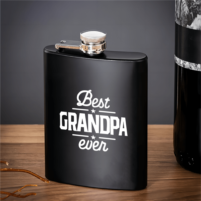 Engraved Stainless Steel 8oz Hip Flask – 'Best Grandpa Ever' - The Ideal Gift for Grandfathers on Father’s Day, Christmas, Birthdays, and Special Events