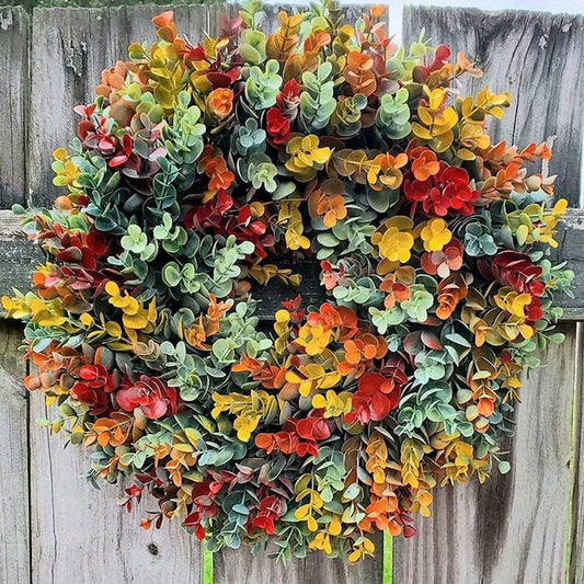 Fall Eucalyptus Farmhouse Wreath - Rustic Thanksgiving & Christmas Door Décor